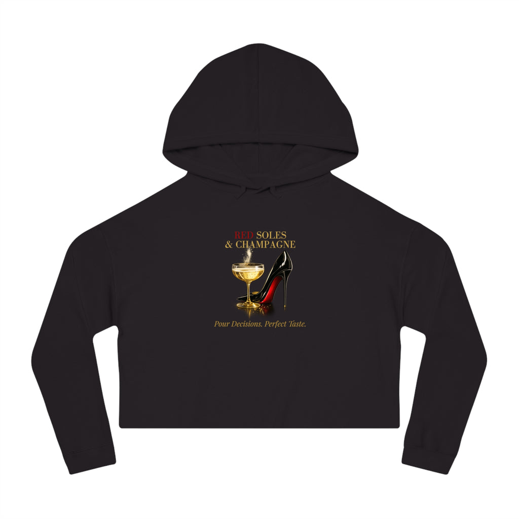 Red Soles & Champagne™ — Noir Edition Cropped Hoodie | Relaxed Cropped Fit