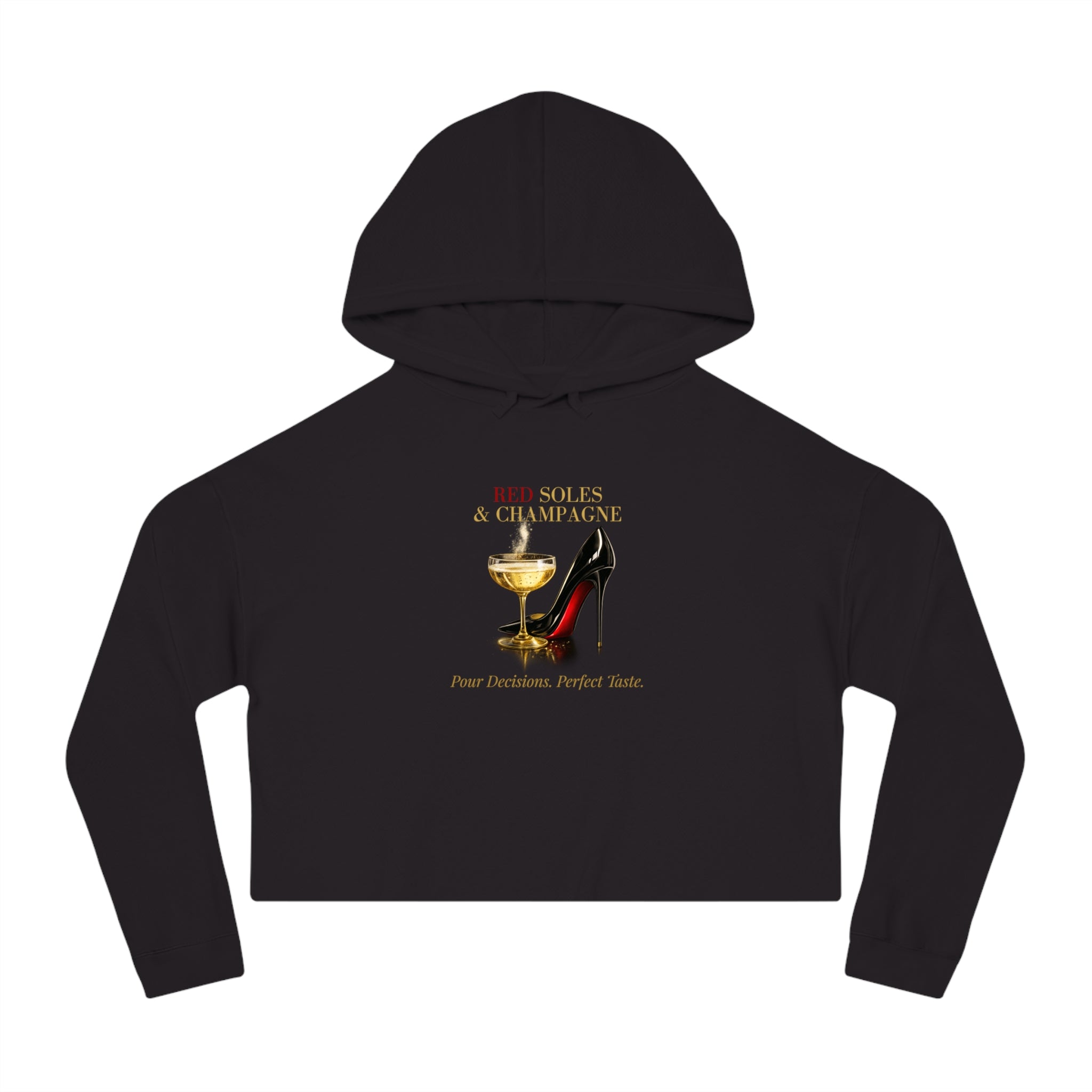 Red Soles & Champagne™ — Noir Edition Cropped Hoodie | Relaxed Cropped Fit