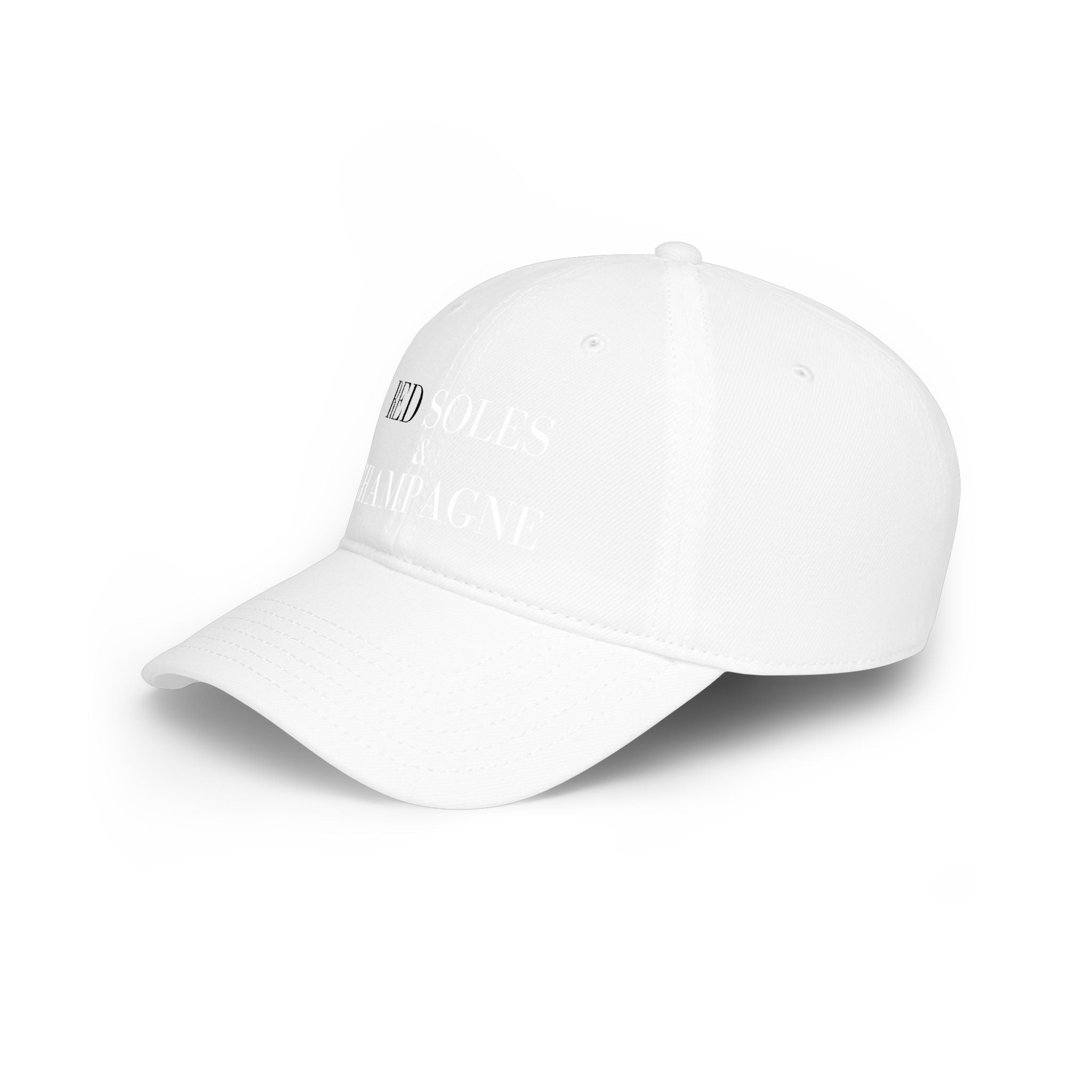 Red Soles & Champagne Baseball Cap | Script Text Embroidered Hat
